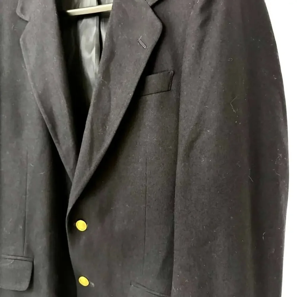 Banana Republic Gold Button USA Made Wool Black Preppy Blazer Suit Jacket 40 L